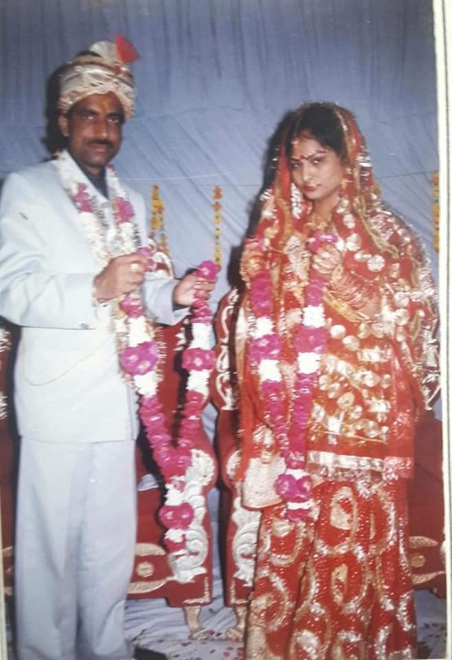 Srivastava with his wife on their wedding day