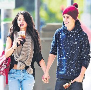 Selena Gomez with Justin Bieber