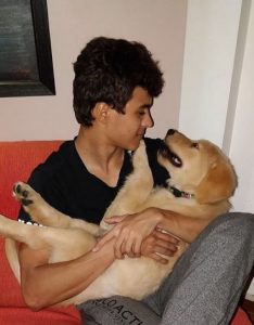 Ansh Sinha With His Pet Dog