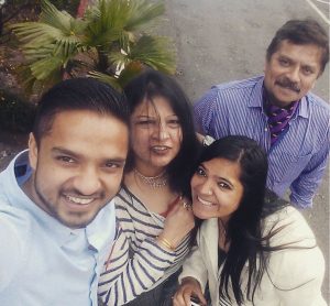 Kshitij Ravi Prasad with his Mother, Father, and Sister