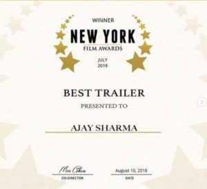 Editor Ajay Sharma won an Award in New York