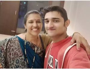 Aman Bam with his mother