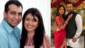 Kavita with Raj on left and Raj with Shilpa on right 
