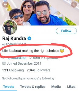 Right choices bio trending on internet - By Raj Kundra