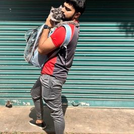 Adil Khan Durrani with his cat
