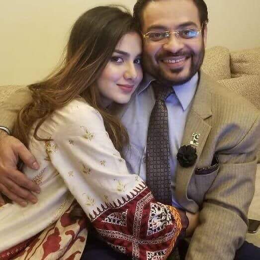 Aamir Liaquat Hussain with his second wife Syeda Tuba Anwar