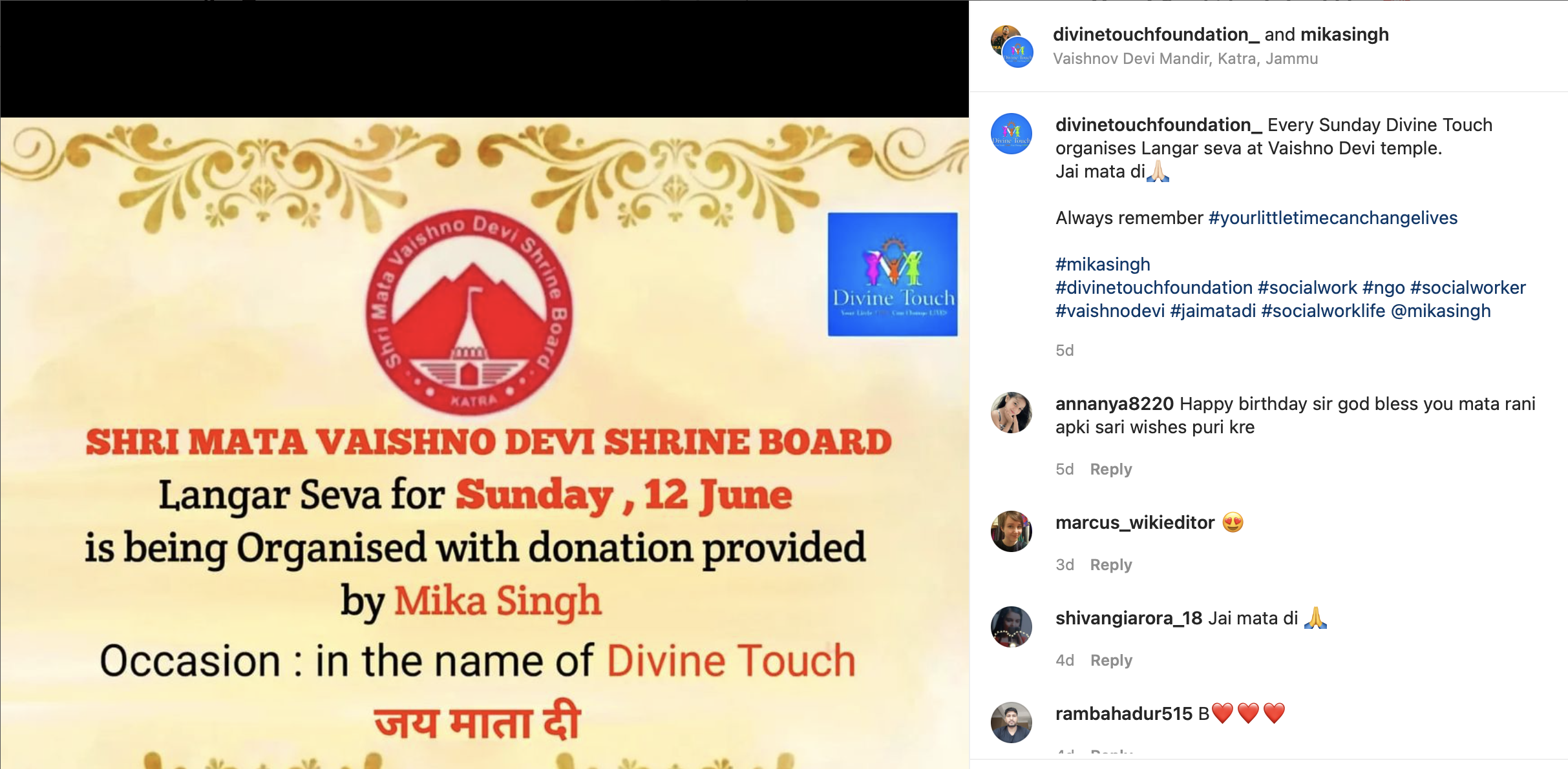 Mika Singh NGO Foundation, Divine Touch Foundation