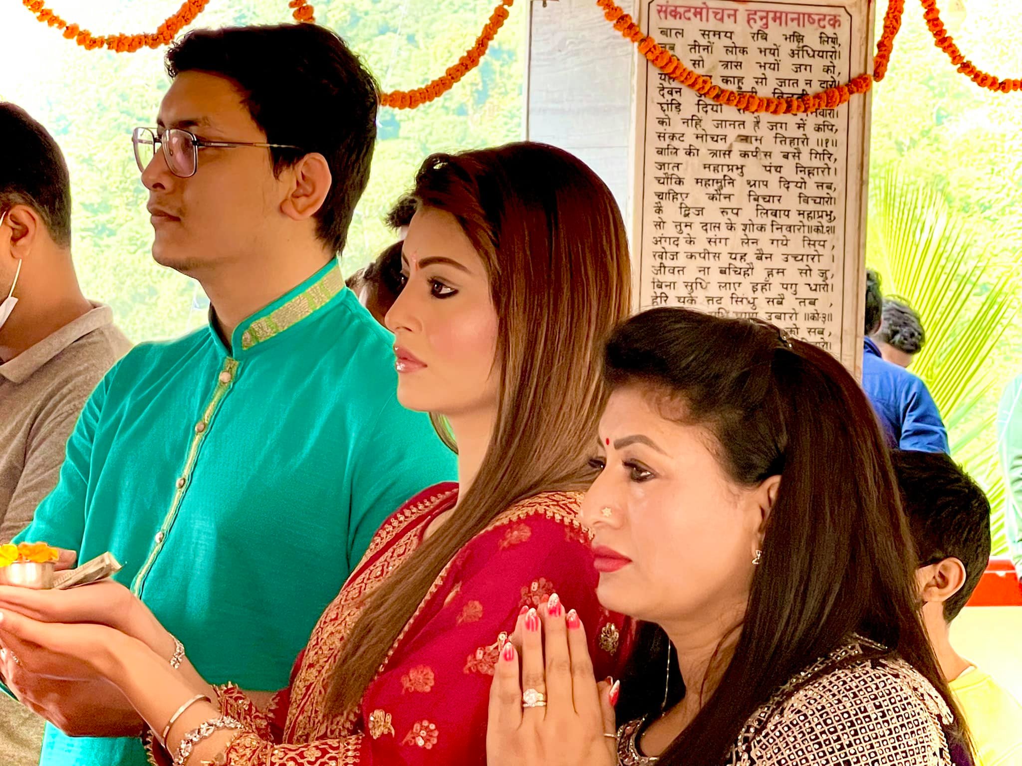 Meera Rautela with her daughter and son in KOtdwara